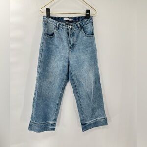 By Egreis Dallas jeans wide leg stretchy waistband high waist pull on denim